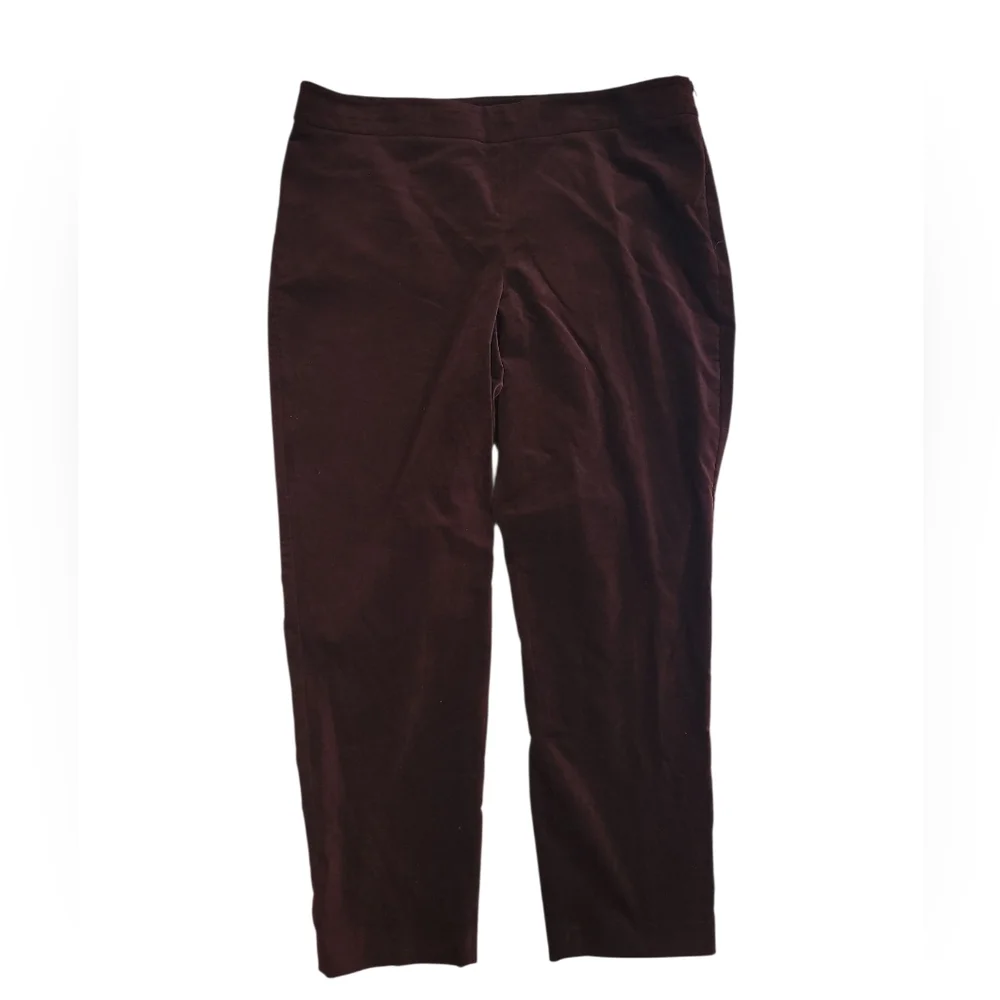 Talbots Curvy Velvet Dark Burgandy Side Zip Pants‎ Womens Plus Size 16 Office